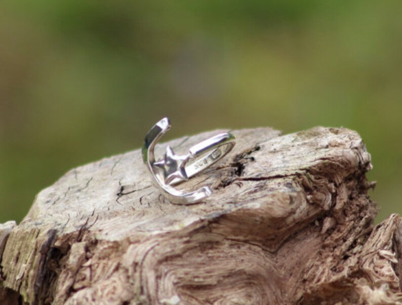 Midi Ring Sterling Silver Moon And Stars Adjustable Midi Ring Sized To Fit