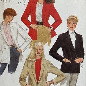 Vintage McCall's 1980's Pattern 7881 Misses 'Ein- oder Zweireihige Jacke, Sew Lined oder Unlined, Größe 16, Büste 38, UNCUT