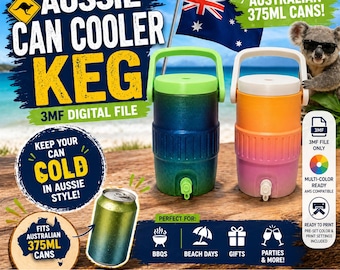 Neuheit australische Größe 375ml Dosenkühler Keg 3MF-Datei | 3D-Druck-Dosenhalter | Bambu Lab AMS-Kompatibel | Digitaler Download |
