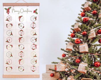 Advent Calendar - Holly in Hexagon Frames