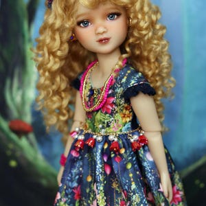 Delilah - OOAK Ruby Red doll, Thomas base, New face-up, glass eyes, mohair wig and full set outfit