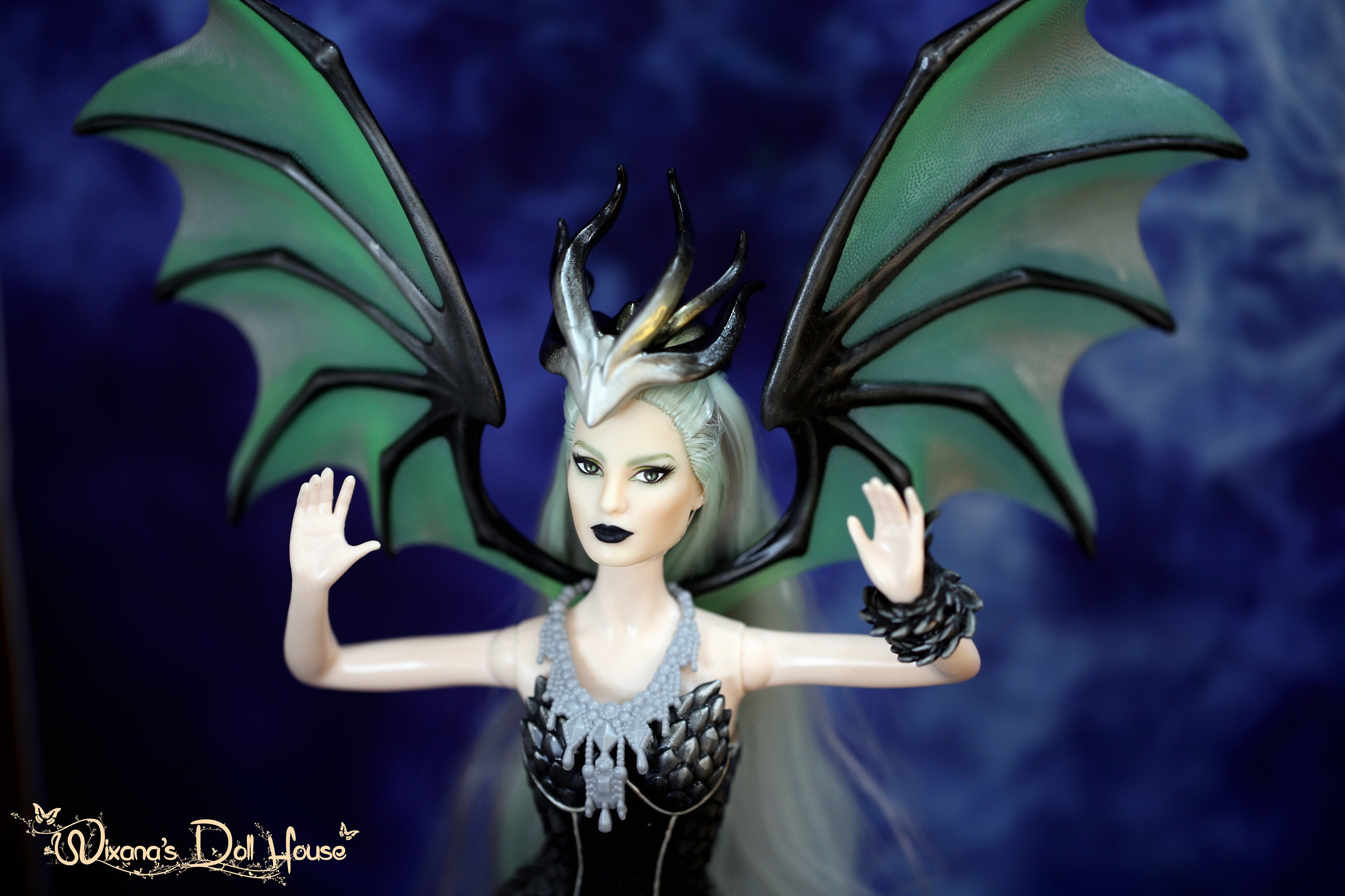 OOAK Barbie Dragon Empress Doll Repainted and Restyled in Dark Shades Etsy