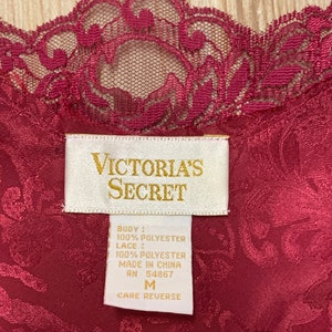 Vintage 1980s Victorias Secret Nightgown Gold Label Burgundy Red Slip ...