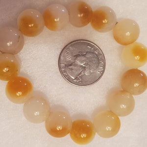 Destash Natural Genuine Translucent Yellow Orange Jadeite Jade Bead Bracelet /15 12-14mm Beads