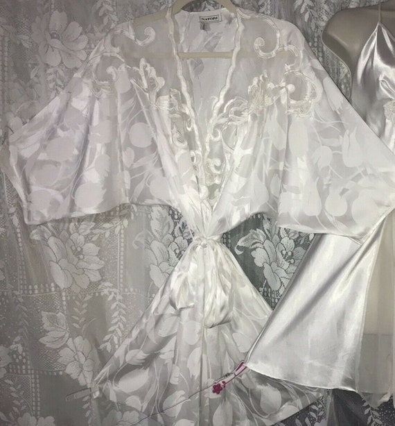 Vintage Natori Short Robe Bridal White Sexy with … - image 7