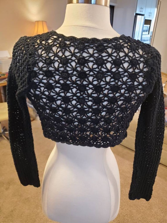 1930s Black Crochet Shrug/Bolero Crochet Sweater,… - image 3