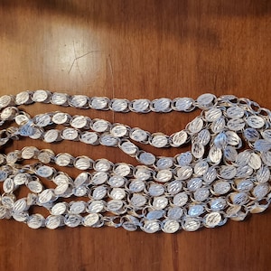 Destash 6 Feet of Sparkling Fancy Textured Etched Rolo 8MM Chain - use for diy or wear as a long flapper style necklace.