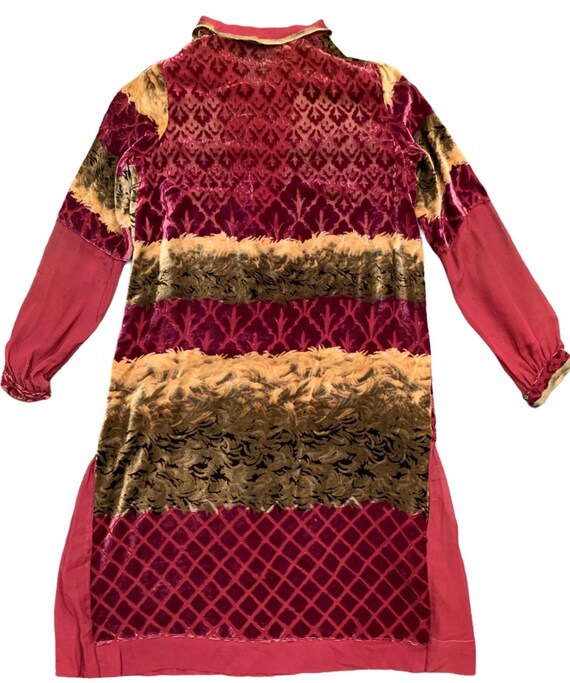 Antique 1920’s Dress Velvet Burnout Silk, Gown, V… - image 4