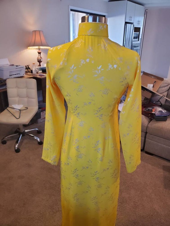 Handmade Lined Elegant Yellow Cheongsam Dress wit… - image 3