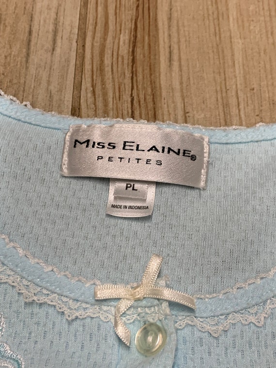 Light Blue Cotton Lace Trim New Old Stock Nightgown by Miss Elaine