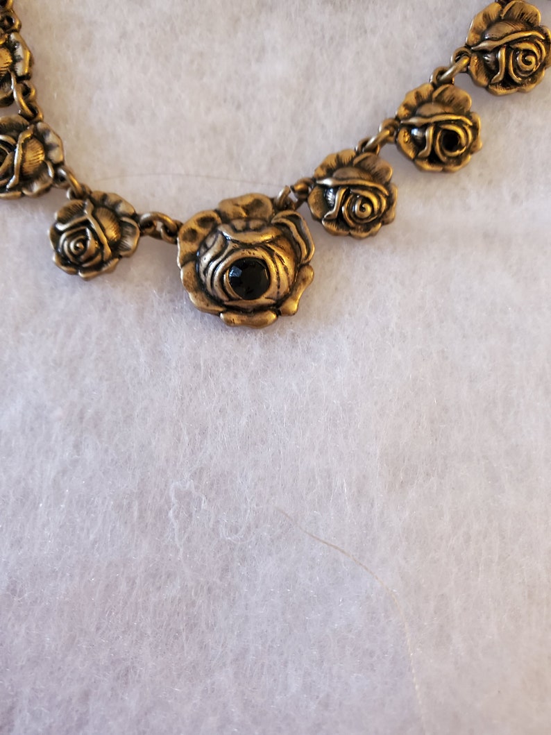 Vintage Antique Gold Lucky Brand Rose Choker Necklace with Etsy