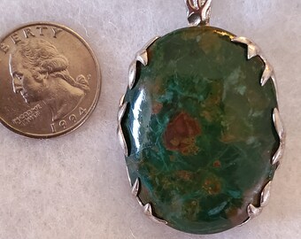 Large Sterling Silver Ruby Zoisite Enhancer Pendant