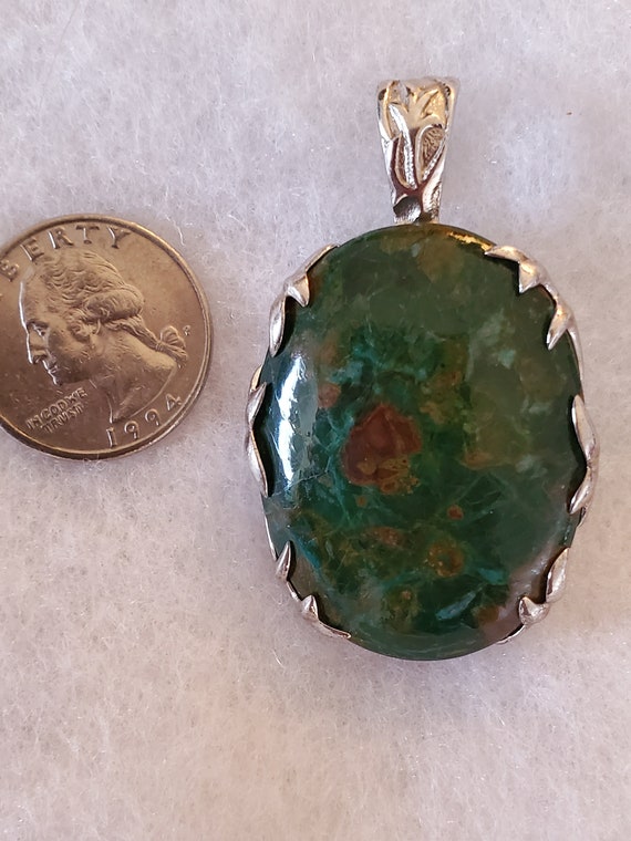 Large Sterling Silver Ruby Zoisite Enhancer Penda… - image 1