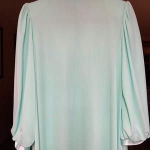 Vintage 1950s Lucie Ann Robe Dressing/Hostess Gown/Robe, Aqua Green, Satin Trim, Zip Front, Medium, Made in USA image 6