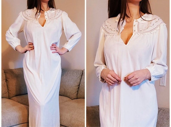Vintage Cotton Nightgown by Barbizon with Embroide