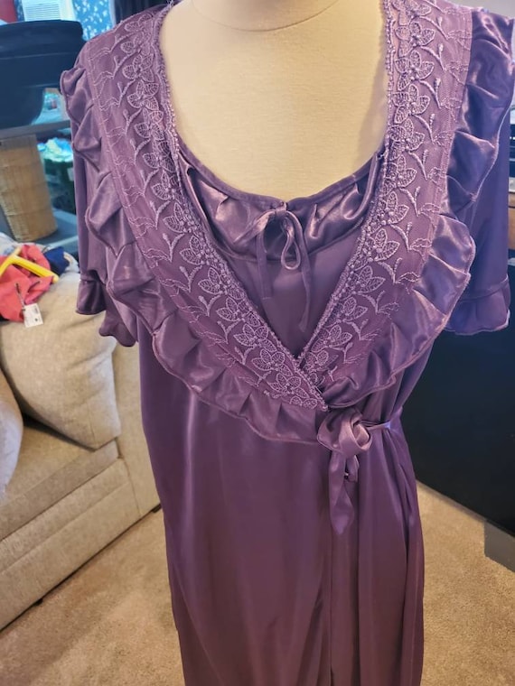 1960s Purple Long Sleeveless Nightgown & Short Sl… - image 2