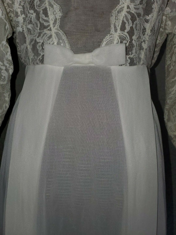 Vintage Olga Robe/Dressing Gown, Ivory w See Thru… - image 4