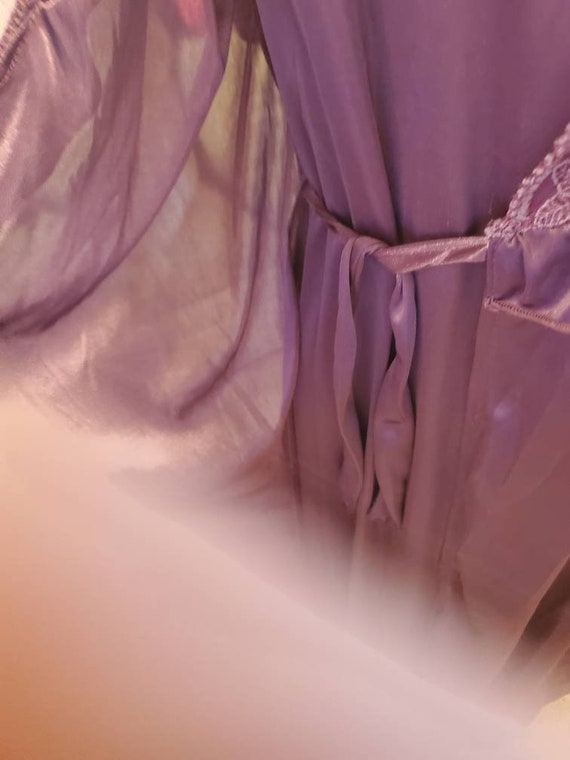 1960s Purple Long Sleeveless Nightgown & Short Sl… - image 3