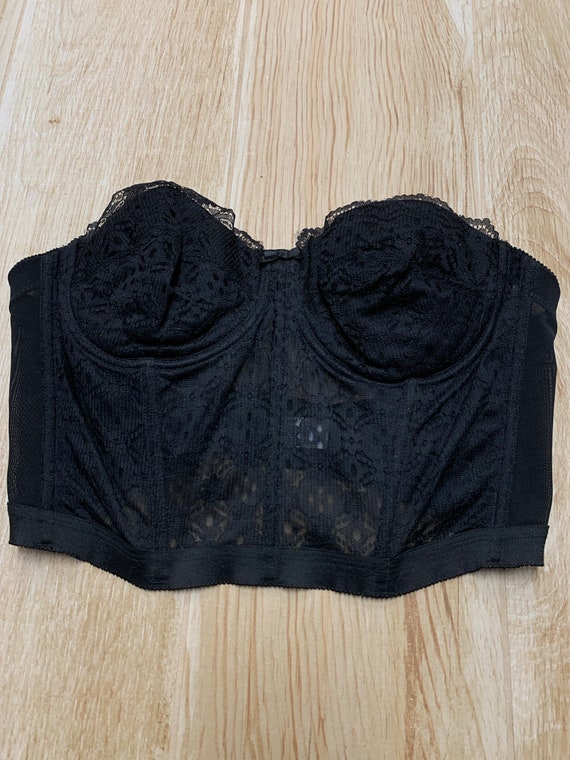 Vintage Sears Black Lacy Strapless Corset Bustier… - image 3