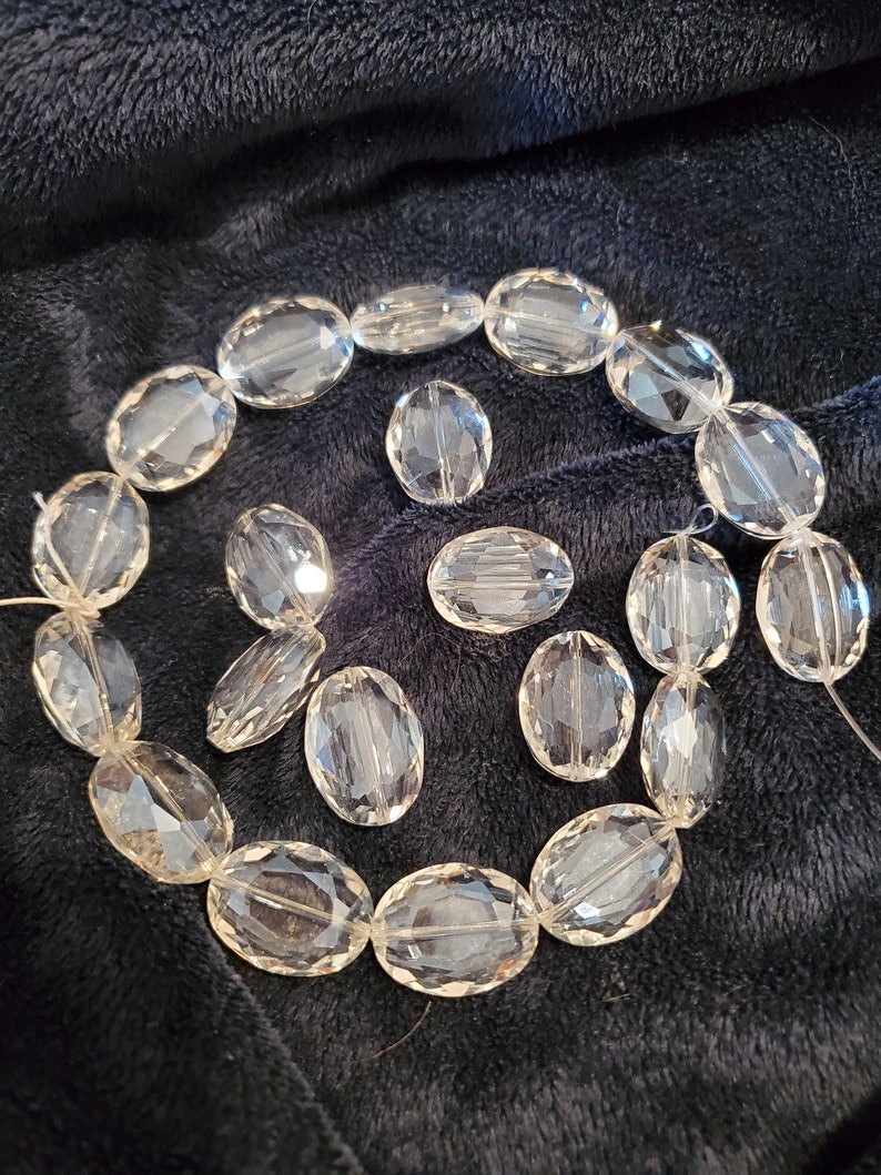 Lot of 22 Clear Rock Crystal Quartz Faceted Oval Beads 25x18mm Etsy