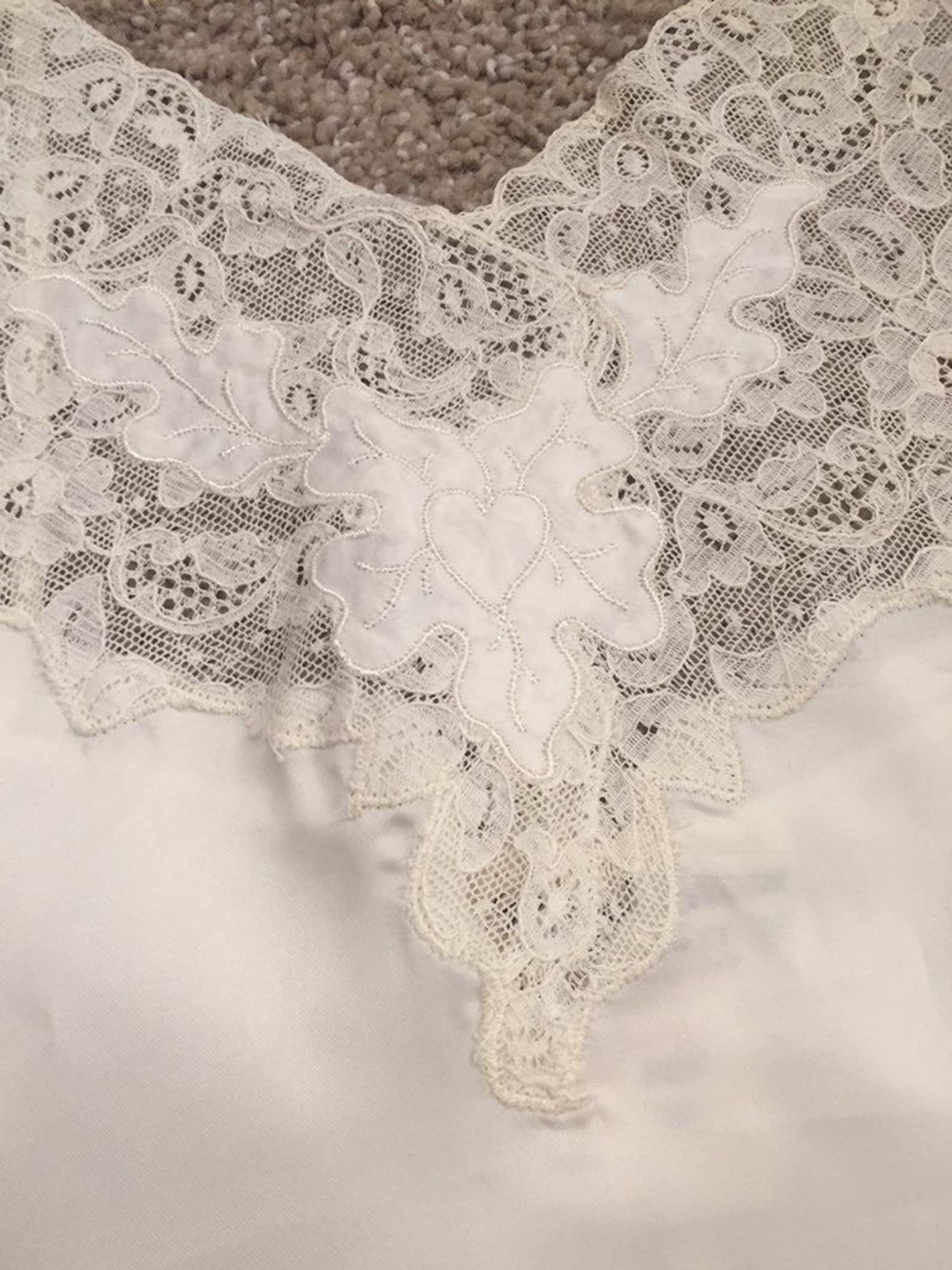 Vintage Mary Barron Biastrait Slip Nightgown Ivory Spaghetti Strap Mid ...