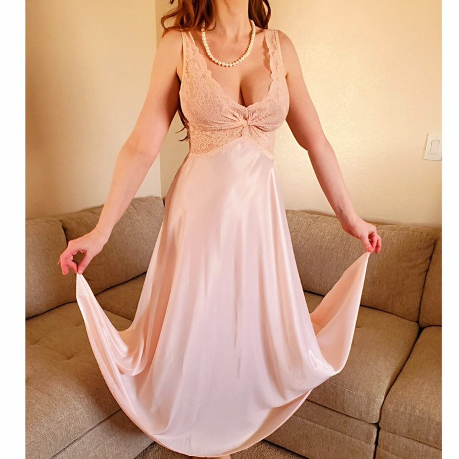 Vintage Olga Nightgown DESIGNER COLLECTION Full Sweep Gown Etsy