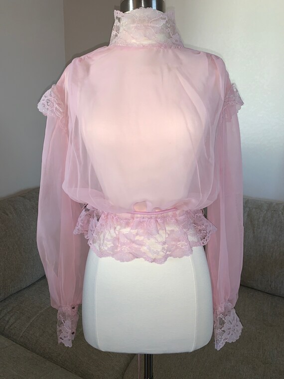 Tulle blouse with sash collar Woman, Pink | TWINSET Milano