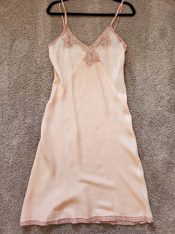 Vtg 30s Silk Peach Slip/Nightgown/Dress, NRA LABE… - image 3