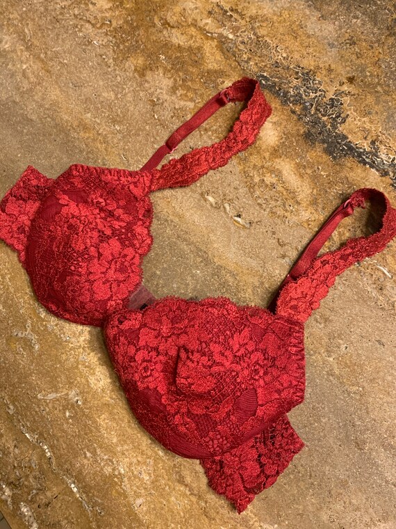 La Perla Burgundy Lace Bra 36c Lightly Padded Und… - image 3