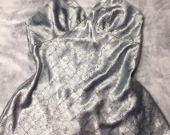 Vintage Victoria’s Secret Silver Blue Satin Nighty Nightgown Slip M/L