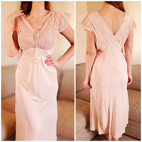 1930s Pink Nightgown/Dress/Lingerie/Bias Gown, Sof