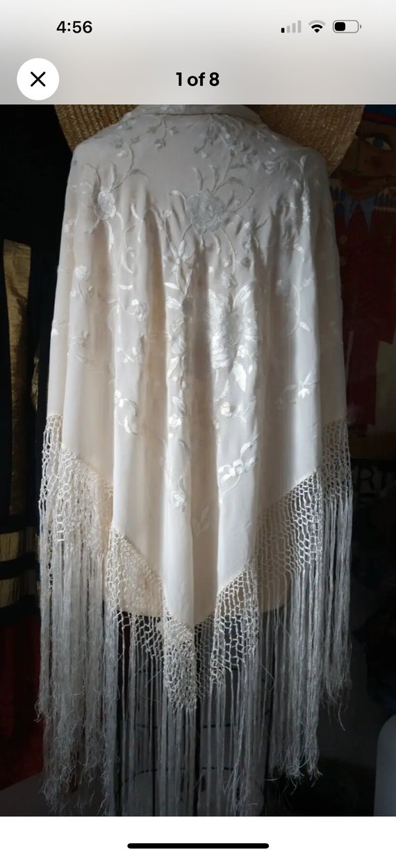 Antique Silk Piano Shawl Early 1900s /Victorian/E… - image 5