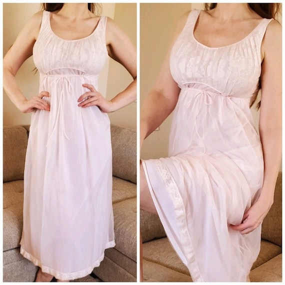 Miss Elaine Chiffon & Lace Pink Grecian Gown XS 19
