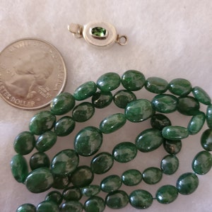 High Quality Chrome Diopside Graduated, Oval Brilliant Green Garnet Beads,  16 Inch Strand, 22 Grams=110 Carats. & Matching Tsavorite Clasp