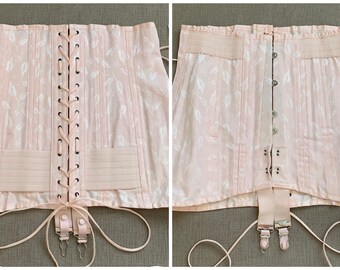 RESERVED FOR J Vintage Pink Lace up Girdle Corset Sz 36 Open Skirt