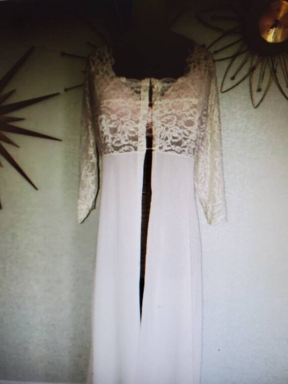 Vintage Olga Robe/Dressing Gown, Ivory w See Thru… - image 5