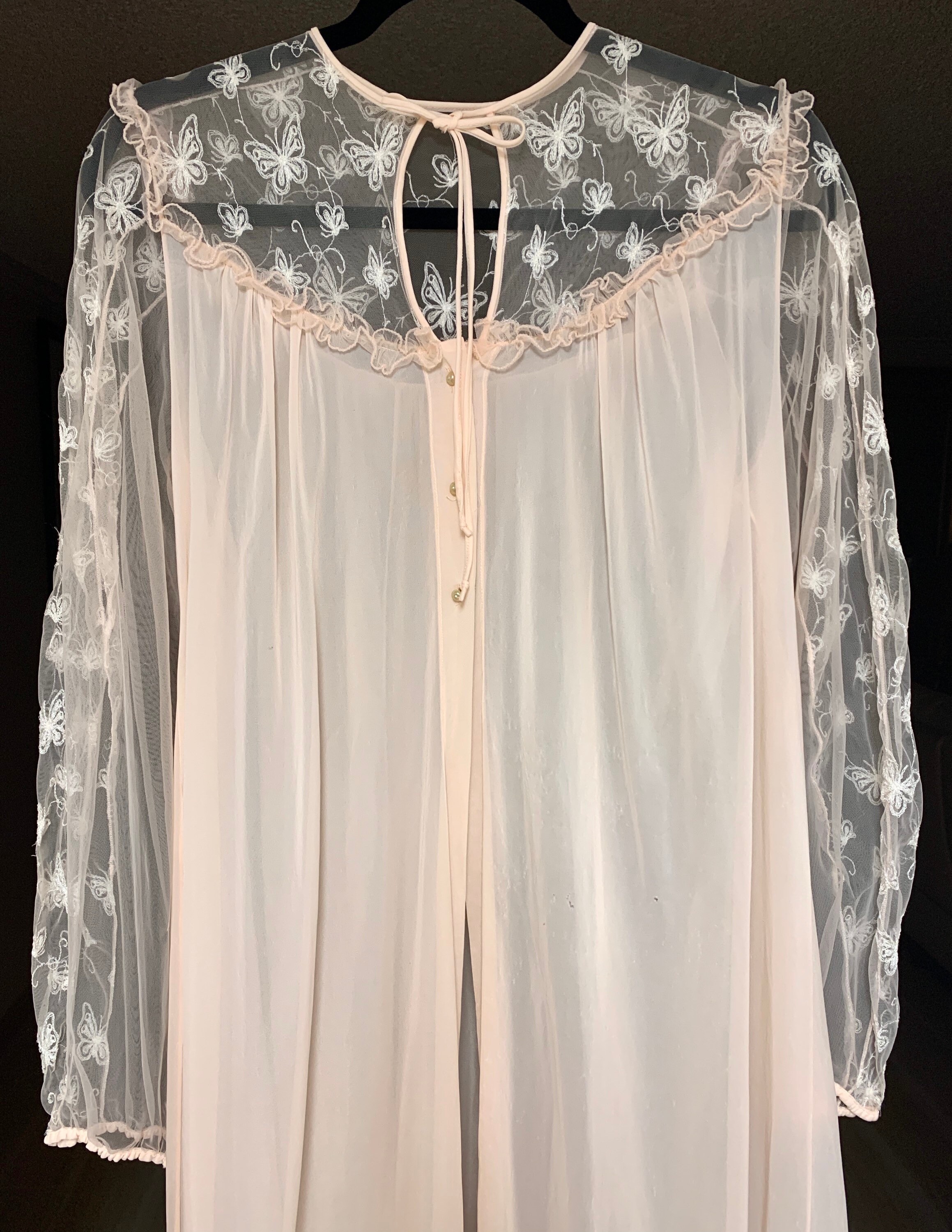 Vintage Sheer Peignoir Robe by Faerie Surlock Pink Long Sleeve - Etsy