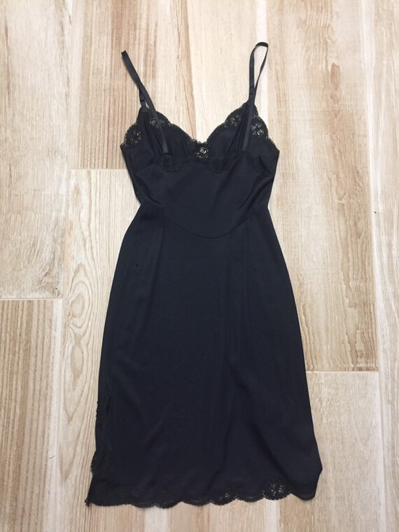 Kayser Vintage 1960s Black Slip/100% Nylon Nightg… - image 2