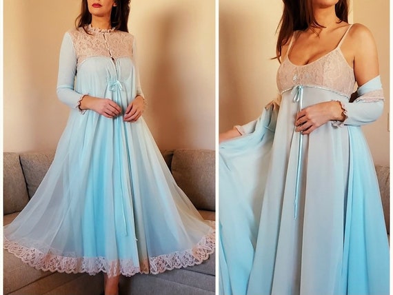 Vintage Sheer Nightgown Robe Set by CLAIRE SANDRA… - image 1