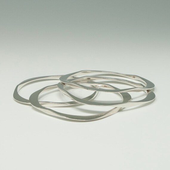 Four Square Silver Bangles - image 3