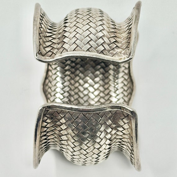 Woven Silver Ruffled Cuff - image 3