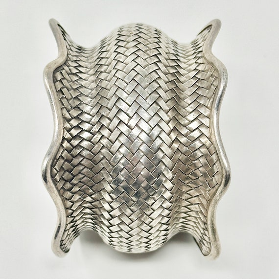 Woven Silver Ruffled Cuff - image 4