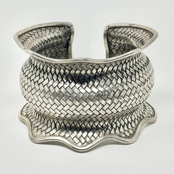 Woven Silver Ruffled Cuff - image 1