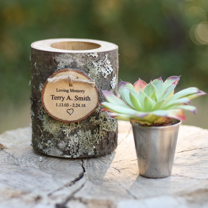 Urn Succulent Holder Keepsake log Sharing Urn Cremation Urn Rustic Keepsake Urn Sharing Urn image 1