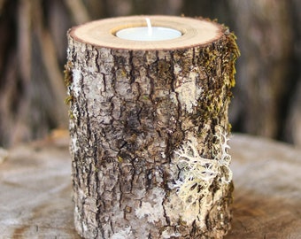 Log Urn Tealight Holder Cremation Urn Rustic Keepsake Urn Sharing Urn