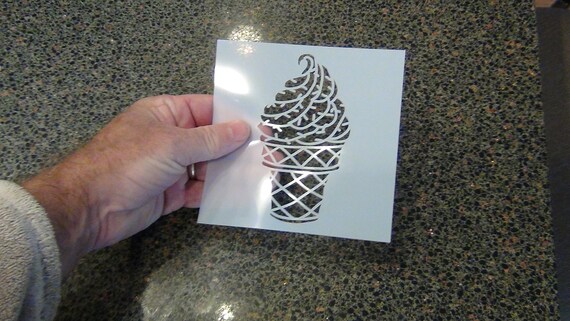 Ice Cream Cone Stencil Choose 5x5 Inch 6x6 8x8 10x10 or 12 X - Etsy