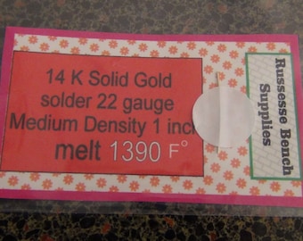 14K Gold Solder Wire: Medium Density, 22 Gauge (One Inch)