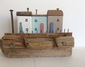 Driftwood Cottages, Driftwood Houses, Coastal Seaside Beach Ornament, Miniature Houses, Nautical, Shabby Chic Unique Gift