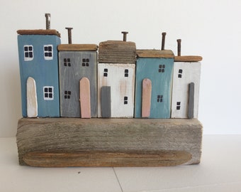 Driftwood Cottages, Driftwood Houses, Coastal Seaside Beach Ornament, Miniature Houses, Nautical, Shabby Chic Unique Gift