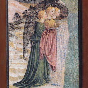 Castiglione Olona, Baptistery, Angels and neophytes from The Baptism of Christ From Italian Frescoes.FREE SHIPPING